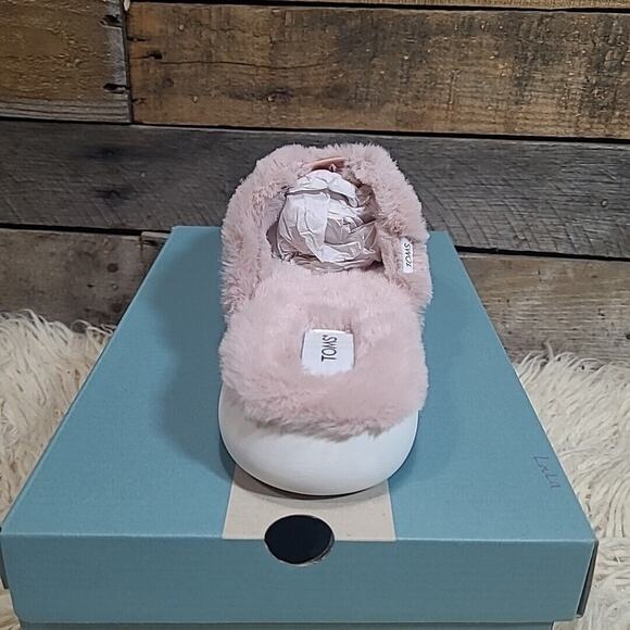 TOMS Alpargata Mallow Mule Rose Pink Faux Fur Slip On Slippers 8.5 NIB - Picture 6 of 8